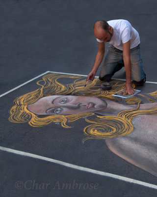 Chalk artist on the street in Rome