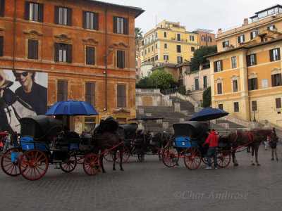 Hansom Cabs in Piazza di Spagna