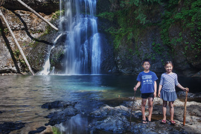 By the waterfall