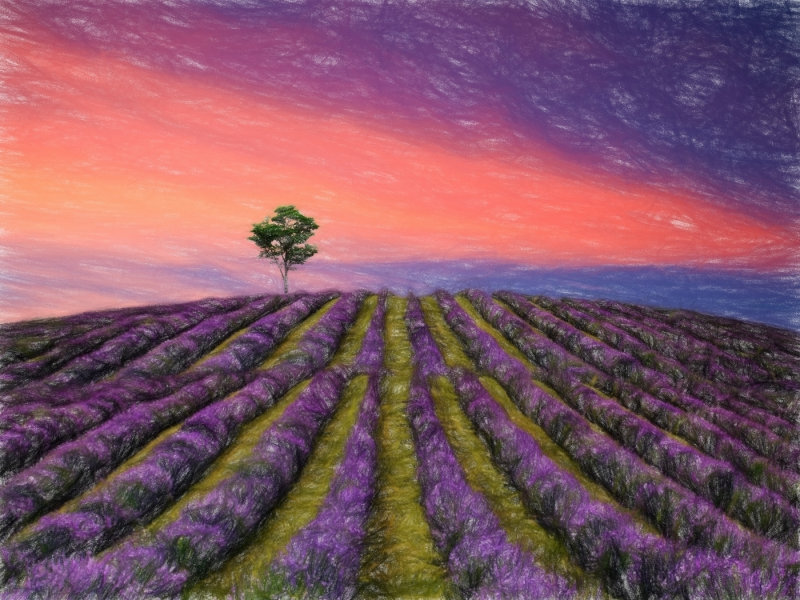 Lavender and tree