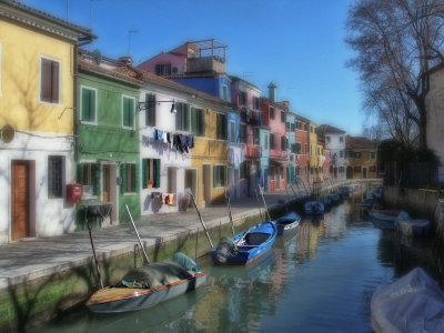 Row of Pastel Cottages-Burano
