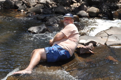 A very relaxed Thommo on the  Caledonia River 