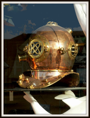 Diving Helmet in antique store window