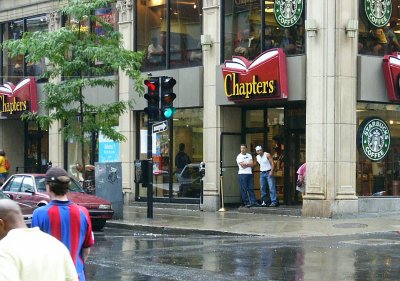 Rainy day in Montreal at Starbucks