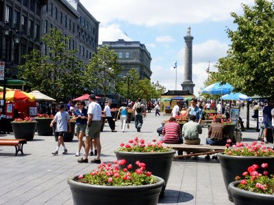 July walk in Montreal open air mall