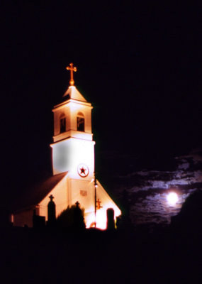 Jackson CA Serbian Church in Moonlight
