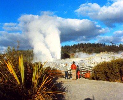 New Zealand Rotorua Geyser lookout