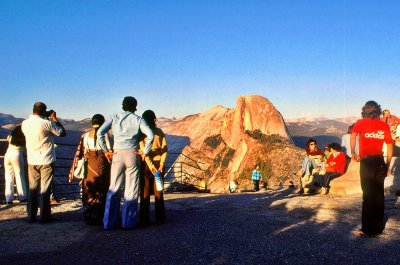 Yosemite tourists at sundown