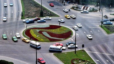 Bucharest traffic circle closeup