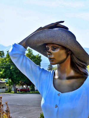 Lady Bronze Statue Closeup