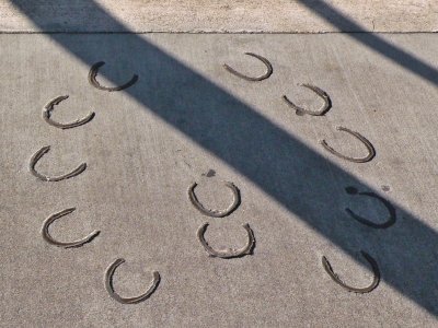 Restless hoof prints in 6th street sidewalk