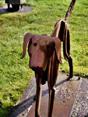 Family dog sculpture