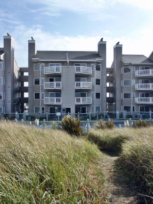 Mariner Village Resort seen from beach path