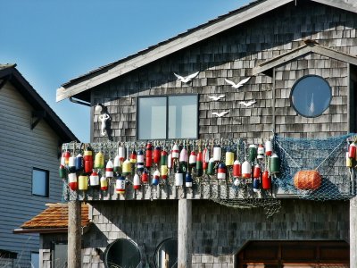 Net Buoys as beach house decorations