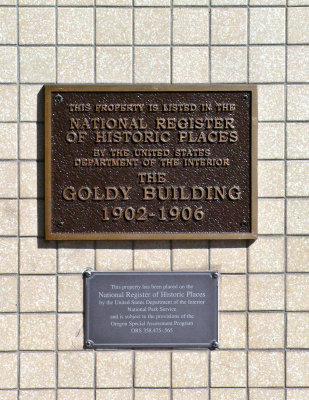 Goldy Bldg 1902-1906 plaque