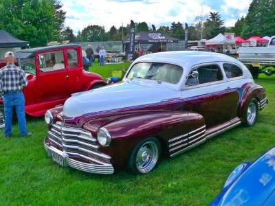 1948 Chevy Sedan in white and purple