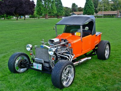 Orange Ford dragster