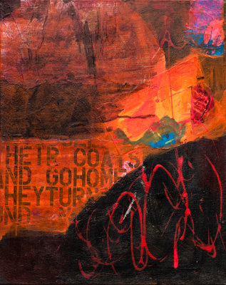 Acrylics, collage on canvas