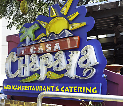 Colorful restaurant  sign.