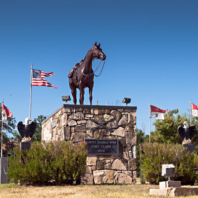 Empty Saddle statue at Fort Clark, Brackettville, TX