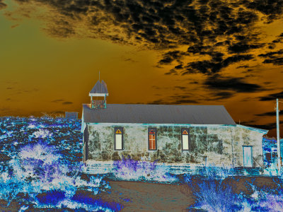 Perhaps this ghostly image is more suited to a ghost town church