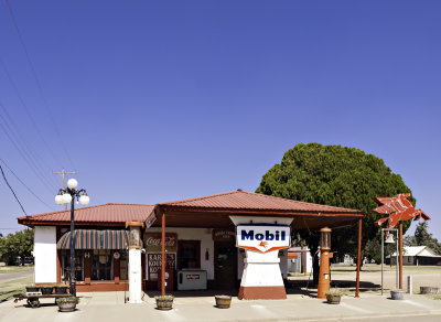 Restored Mobil station with Flying Horse sign