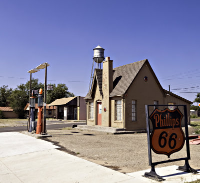 View 2 of the Phillips station with the  Turkey water tower in the distance.