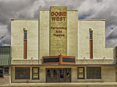 This fine Art Deco style theater can be found in George West,  Texas