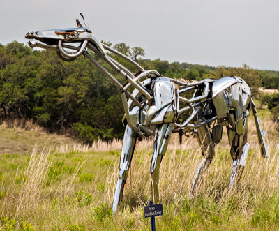 The steel horse sculpture, titled  Hi-Ho.