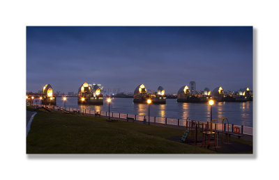 Thames Barrier At Night