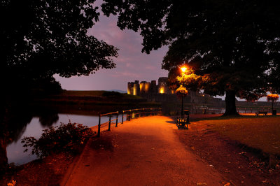 Moat and park, Caerphilly Castle