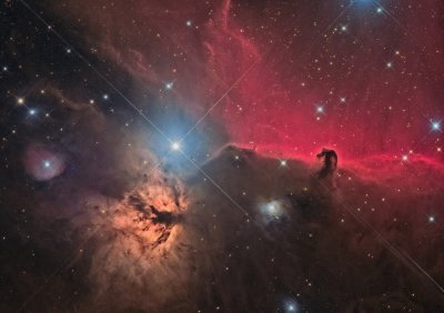 Horsehead(B33)- and Flame(NGC 2024)-Nebula in Orion