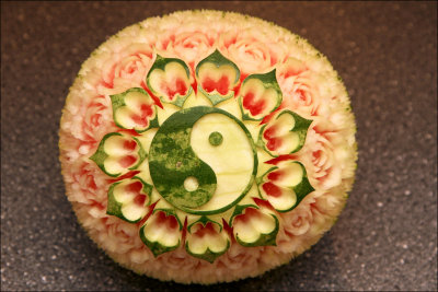 Fruit carving - Watermelon Ying & Yang