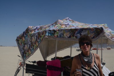 Lady with her Art Car at BurningMan 2015