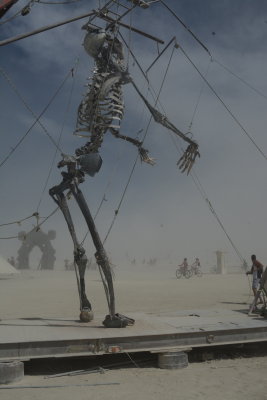 Over 20 foot Tall Skeleton Sculpture that could be moved by an individual or group in unison