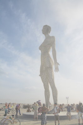 Over 30 ft tall Steel Female Nude Sculpture in Deep Playa