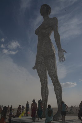 Over 30 ft tall Steel Female Nude Sculpture in Deep Playa 2