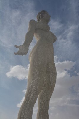 Over 30 ft tall Steel Female Nude Sculpture in Deep Playa 6