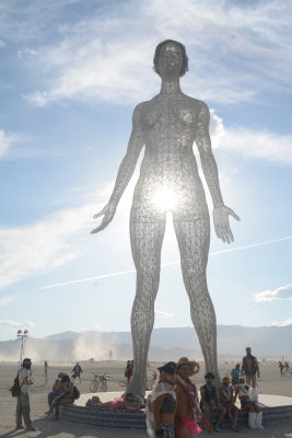 Over 30 ft tall Steel Female Nude Sculpture in Deep Playa 7