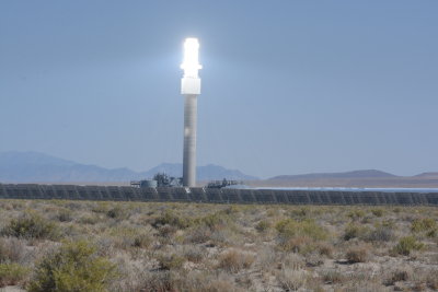 Tonopah Solar -the electricity producing system can be seen at the base of the tower