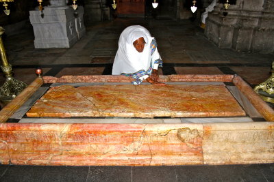 Stone of Anointing, on which Jesus' body was prepared for burial.