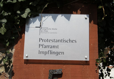 Sign: Protestant Rectory, Impflingen