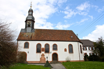 German Evangelical Church with Rectory at right.  Notice Plaque between windows.
