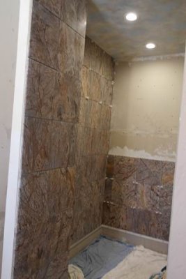 One side of the shower done