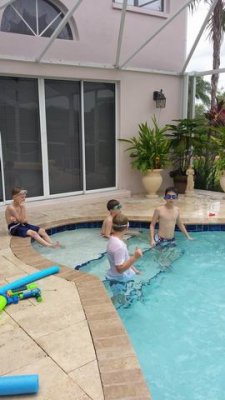 The boys ready to swim