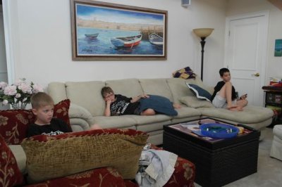 The boys relaxing and waiting for parents