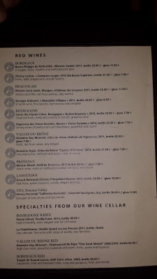 Cruise Red Wine list