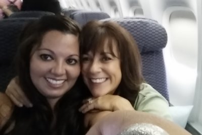 Michie and I flying to Italy