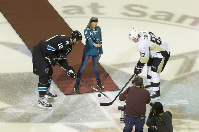 3/6/2014  2014 U.S. Olympic Figure Skater Polina Edmunds drops the puck