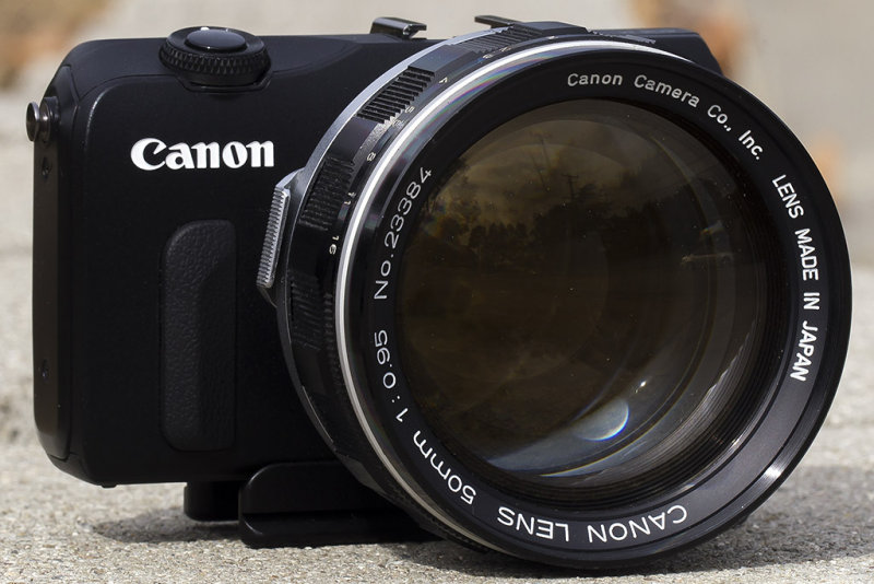 10/14/2014  Canon 50mm f/0.95 Lens mounted on a Canon EOS M